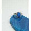 Ezüst gyűrű kék opállal és cirkóniával,51-es