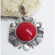 Ezüst medál korall kővel,virág
