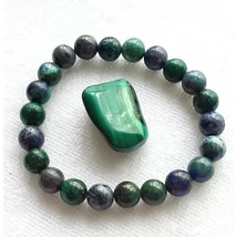  Azurit-malachit  karkötő 8 mm-es szemek 18 cm