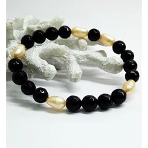 Karkötő 8 mm-es ,fazettált onix+ gyöngy
