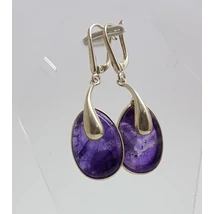 Ezüst csüngős fülbevaló AMETISZT,ovális