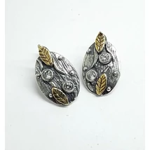 Ezüst fülbevaló,antikolt,aranyozott