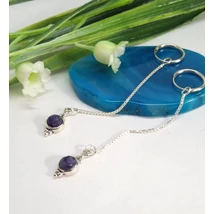 Ezüst fülbevaló zafír kővel