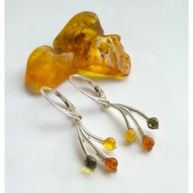 Ezüst borostyán fülbevaló,három színű 