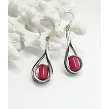 Ezüst korall fülbevaló,csüngős