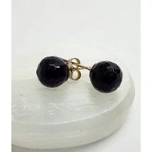 Ezüst onix fülsróf 8 mm,fazettált