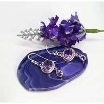 Ezüst fülbevaló ametiszt kővel