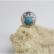 Ezüst gyűrű türkenit kerek,áttört  56-os