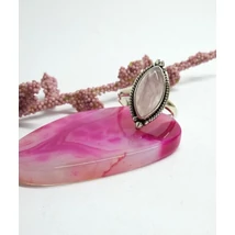 Ezüst női  gyűrű rózsakvarc kővel 60--as