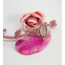 Ezüst gyűrű rózsakvarc kővel 60-as 