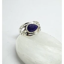 Ezüst női  gyűrű zafír kővel 56-os