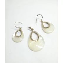 Ezüst szett gyöngyházzal,csepp forma