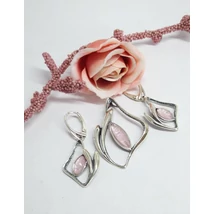 Ezüst fülbevaló+medál szett ulexit kővel