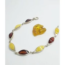 Ezüst karkötő borostyánnal