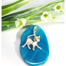 Ezüst medál gyöngyházzal,cica