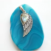 Ezüst medál páva kagylóval,angyalszárny