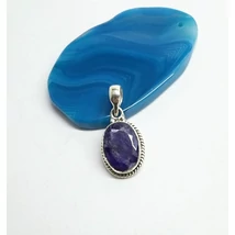 Ezüst medál zafír  kővel,ovál