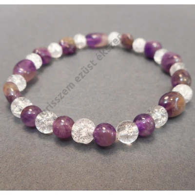 Ásvány  karkötő  hegyikristály,ametiszt