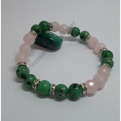 Karkötő rózsakvarc + ZOIZIT 19 cm