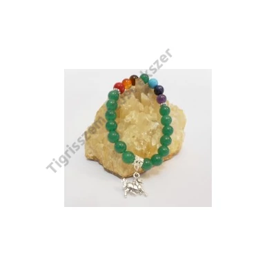 Ásvány karkötő, 7  csakra,csiszolt szemes+aventurin