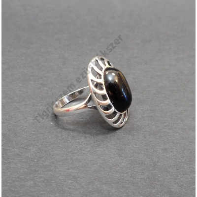 Ezüst  női gyűrű onix köves   56-OS