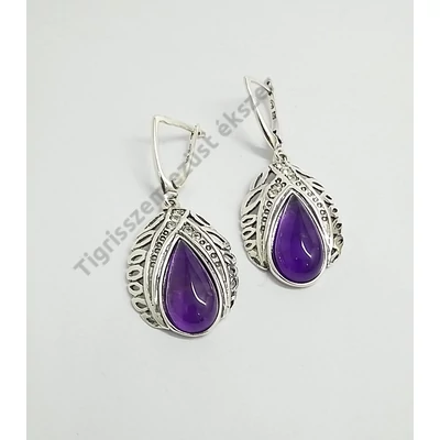 Ezüst fülbevaló AMETISZT kővel
