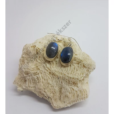 Ezüst LABRADORIT fülbevaló,kékes-szürkés