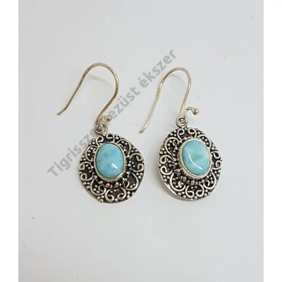 Ezüst fülbevaló LARIMÁR,kézzel készült