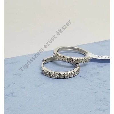 Ezüst karika(közepes méret) fülbevaló cirkónia kővel,21 mm