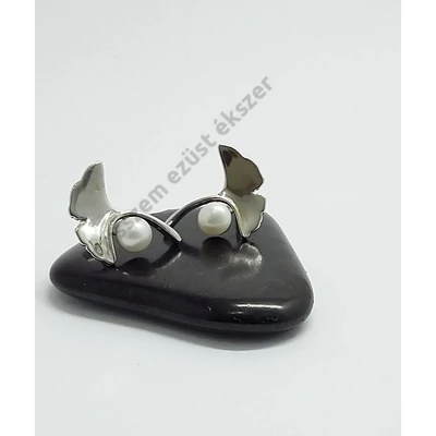 Ezüst fülbevaló  BILOBA+GYÖNGY