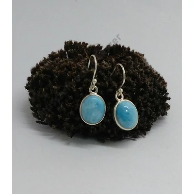 Ezüst fülbevaló LARIMÁR kővel,ovális 2