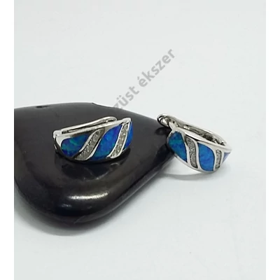 Ezüst fülbevaló francia kapcsos,opállal