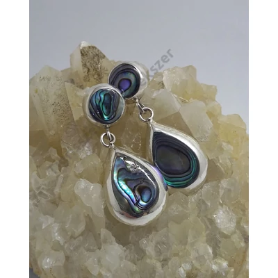 Ezüst fülbevaló PÁVA KAGYLÓ,csepp forma