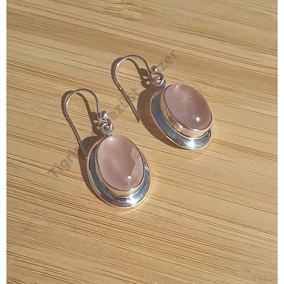 Ezüst fülbevaló rózsakvarc