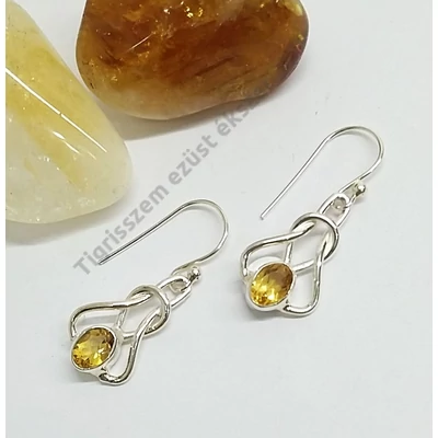 Ezüst fülbevaló citrin kővel