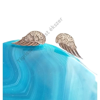 Ezüst fülbevaló cirkónia köves angyal szárny