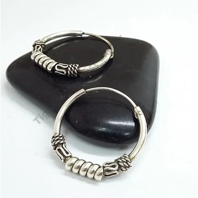 Ezüst fülbevaló,,bali karika"