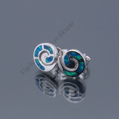 Ezüst kék OPÁL fülsróf,csigavonalas