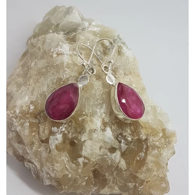 Ezüst fülbevaló VALÓDI RUBIN