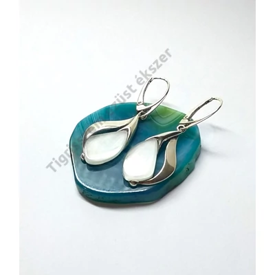 Ezüst fülbevaló ulexit kővel