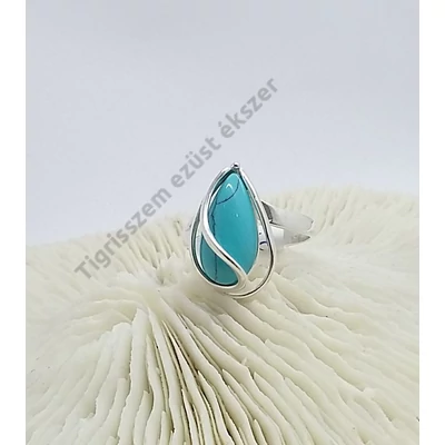 Ezüst+türkiz gyűrű 60-as
