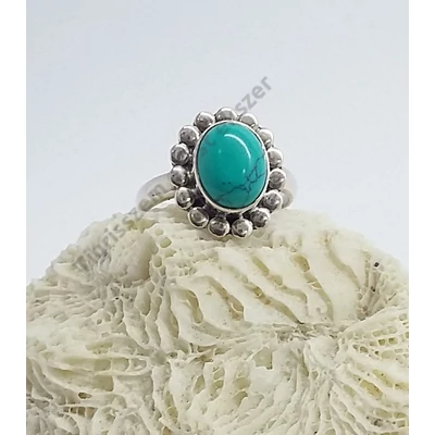 Ezüst  női gyűrű türkizzel 55-ös