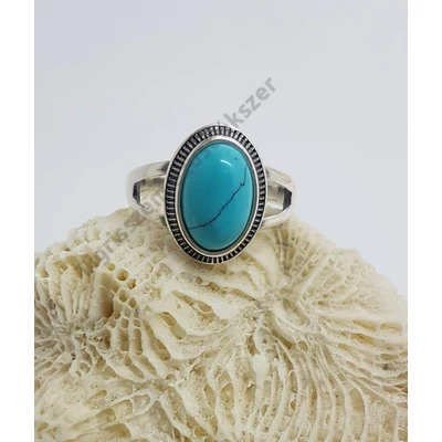 Ezüst gyűrű türkiz ,antikolt,ovális 59-es