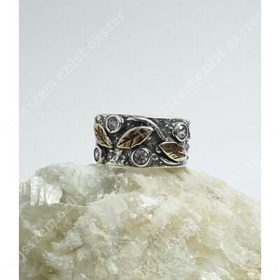 Ezüst gyűrű,antikolt,aranyozott 59-es