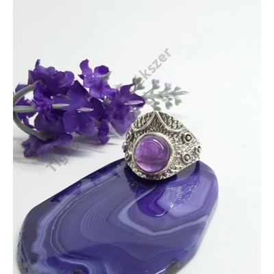 Ezüst női  gyűrű ametiszt 60--as