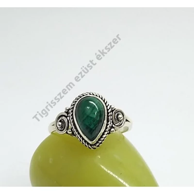 Ezüst gyűrű malachit kővel 54-es