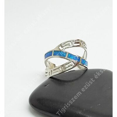 Ezüst női gyűrű kék opállal 53-as