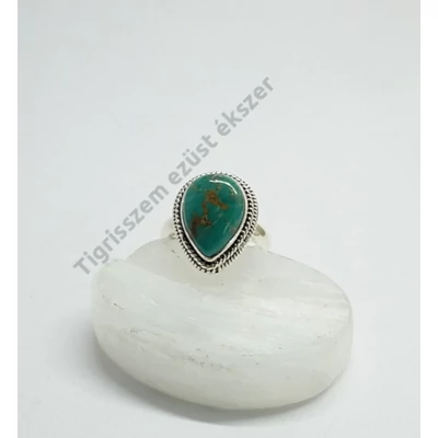 Ezüst női  gyűrű valódi türkiz  kővel 55-ös