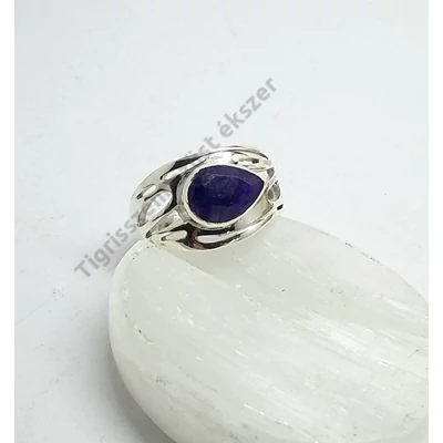 Ezüst női  gyűrű zafír kővel 56-os
