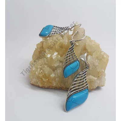 Ezüst + türkiz szett,rácsos